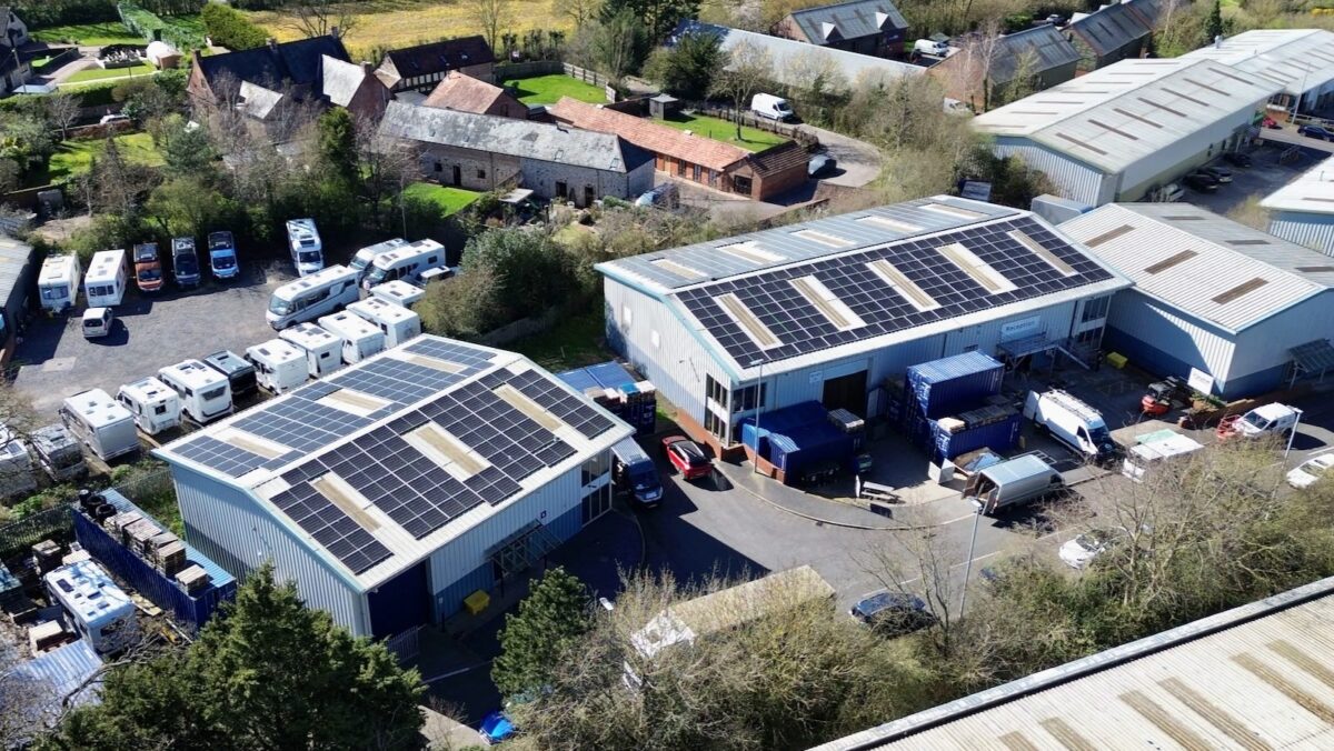 Solar panels on factory roofs